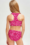 Glam Doll Claire Pink Glitter Sporty Two Piece Swim Bikini Set - Girls - Pineapple Clothing