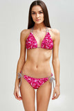 Glam Doll Sara Pink Glitter Print Strappy Triangle Bikini Top - Women - Pineapple Clothing