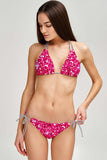 Glam Doll Sara Pink Glitter Print Strappy Triangle Bikini Top - Women - Pineapple Clothing