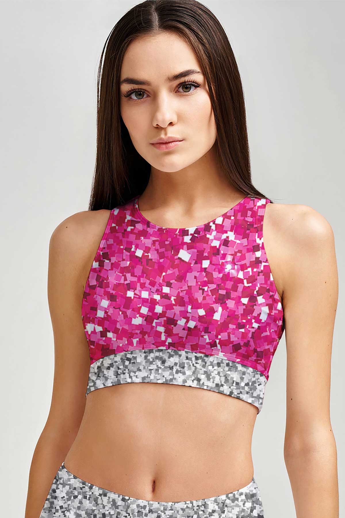 Glam Doll Starla High Neck Padded Sporty Crop Top Sports Bra - Women - Pineapple Clothing