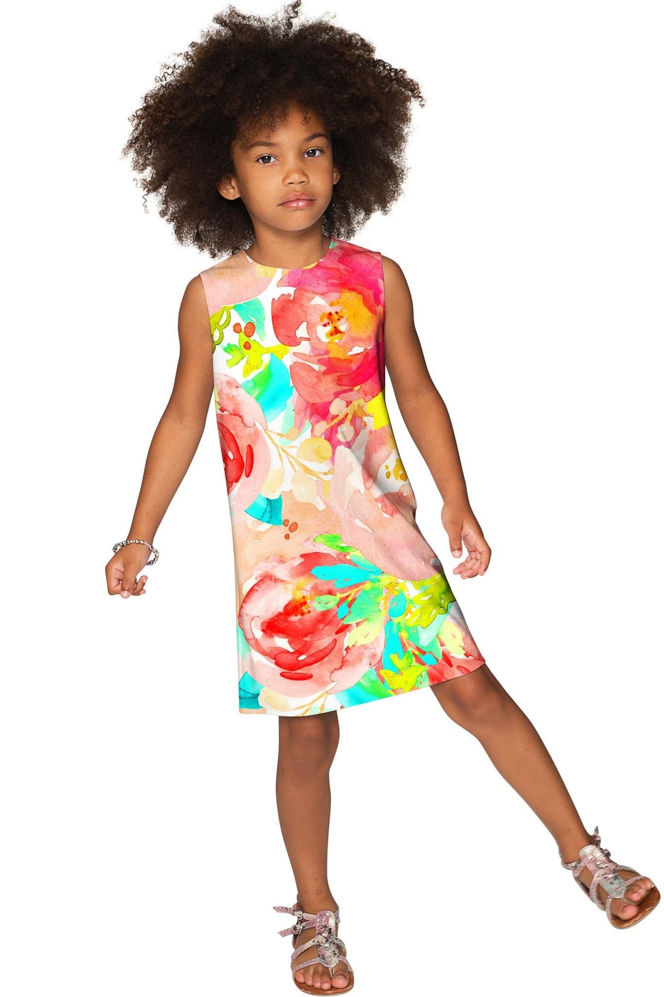Good Idea Adele Colorful Floral Print Shift Sundress - Girls - Pineapple Clothing