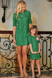 Turquoise Green Crochet Lace Half Sleeve Party Mother Daughter Dress - Pineapple Clothing