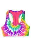 Groovy Stella Pink Tie Dye Print Seamless Racerback Sports Bra - Women - Pineapple Clothing