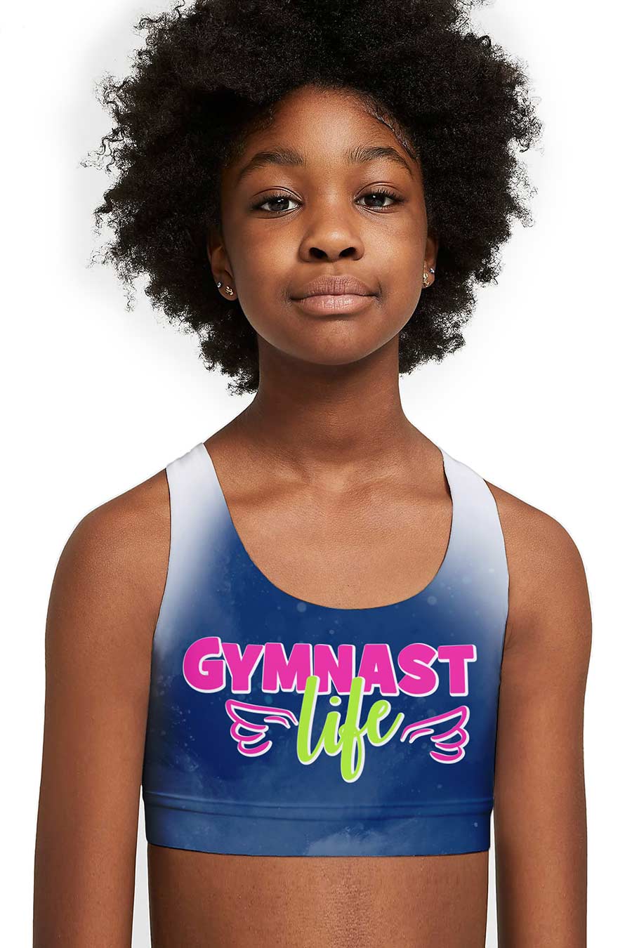 Gymnast Life Stella Blue Seamless Racerback Sports Bra Crop Top - Kids - Pineapple Clothing