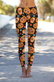 Halloweird Lucy Black & Orange Pumpkin Print Yoga Leggings - Women - Pineapple Clothing
