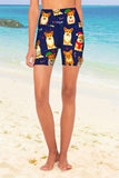 Happy Corgis Karen Navy Blue Christmas Dog Yoga Biker Shorts - Women - Pineapple Clothing