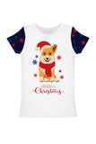 Happy Corgis Zoe Christmas Dog Print Cute Designer T-Shirt - Girls - Pineapple Clothing