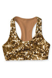 Haute Beige Stella Gold Glitter Print Seamless Sport Yoga Bra - Women - Pineapple Clothing