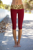 Haute Maroon Ellie Gold Glitter Print Yoga Capri Leggings - Women - Pineapple Clothing
