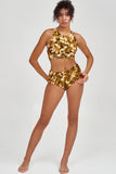 Haute Gold Carly Glitter Print High Neck Crop Bikini Top - Women - Pineapple Clothing