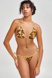 Haute Gold Lara Glitter Print Triangle String Bikini Top - Women - Pineapple Clothing