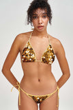 Haute Gold Linda Glitter Print String Side Tie Bikini Bottom - Women - Pineapple Clothing