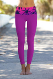 Hawaii Lucy Purple Tropical Printed Leggings Yoga Pants - Women - Pineapple Clothing