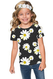 He Loves Me Zoe Black Daisy Floral Print Cute T-Shirt - Girls - Pineapple Clothing