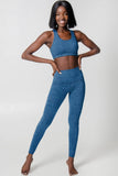 Heather Cobalt Blue Lucy UV 50+ Performance Legging Yoga Pants - Women - Pineapple Clothing