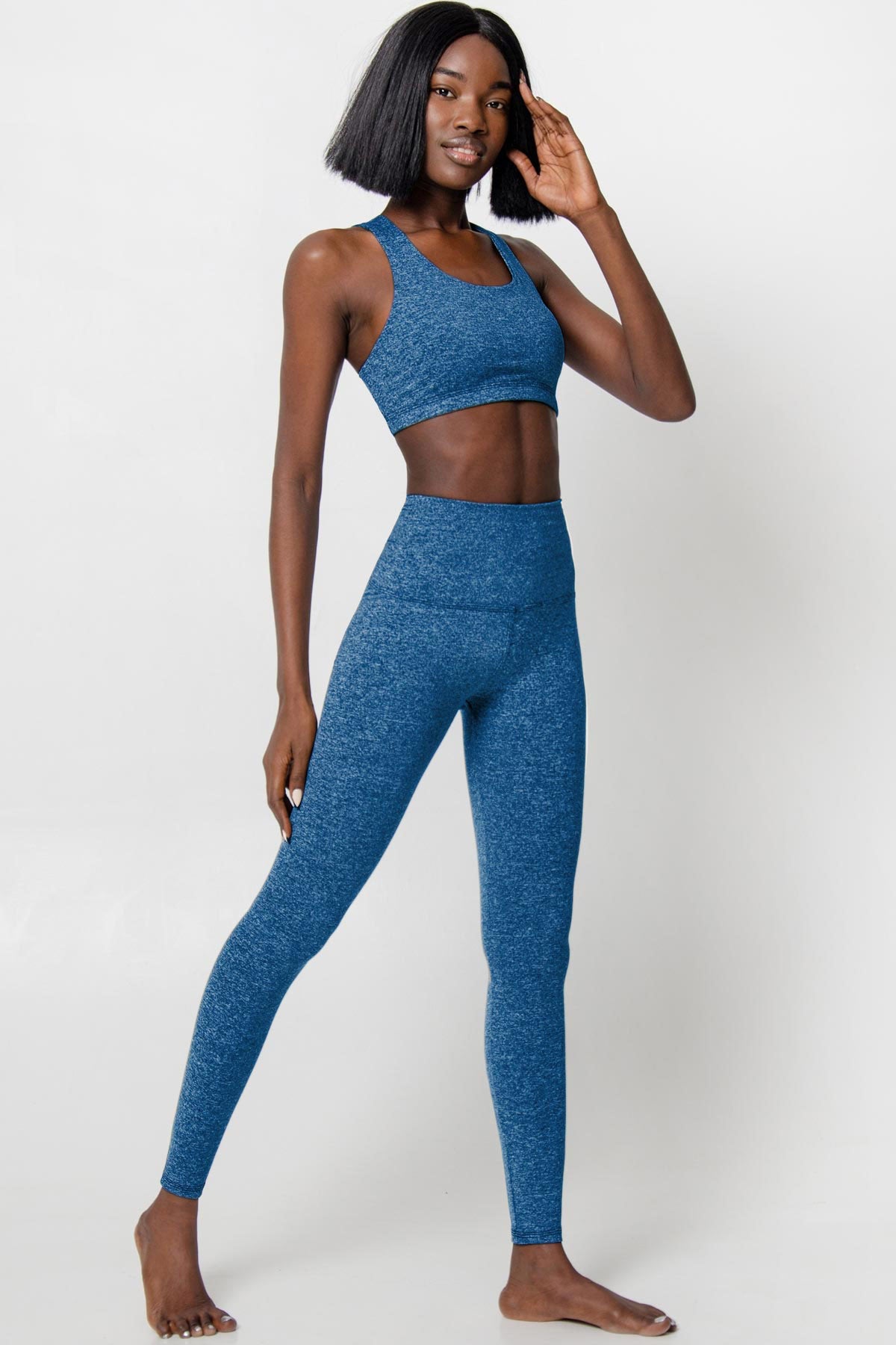 Heather Cobalt Blue Lucy UV 50 Performance Legging Yoga Pants Women Pineapple Clothing