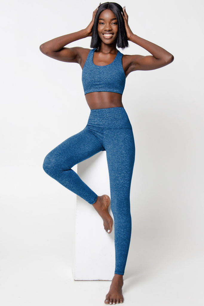 Heather Cobalt Blue Lucy UV 50+ Performance Legging Yoga Pants - Women