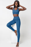 Heather Cobalt Blue Lucy UV 50+ Performance Legging Yoga Pants - Women - Pineapple Clothing