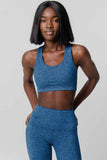 Heather Cobalt Blue Stella UV 50+ Seamless Sport Yoga Bra - Women - Pineapple Clothing