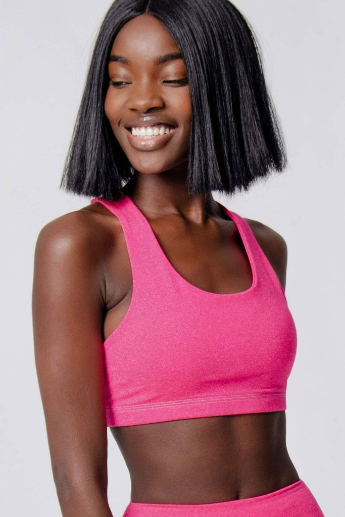 Heather Neon Pink Stella UV 50+ Seamless Sport Yoga Bra - Women