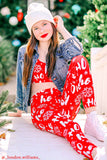 Hohoho Lucy Red Cute Winter Print Leggings - Kids - Pineapple Clothing