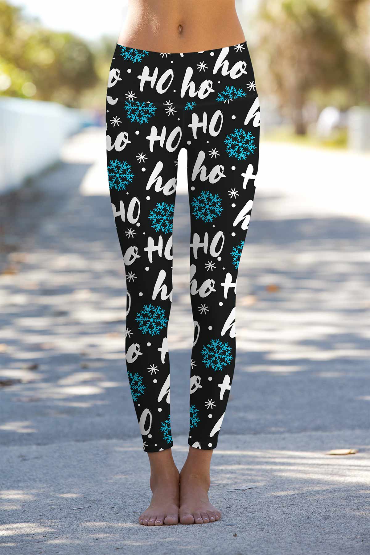 Hohoho Black Lucy Winter Printed Leggings Yoga Pants - Women - Pineapple Clothing