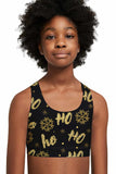 Hohoho Gold Stella Black Seamless Racerback Sports Bra Crop Top - Kids - Pineapple Clothing