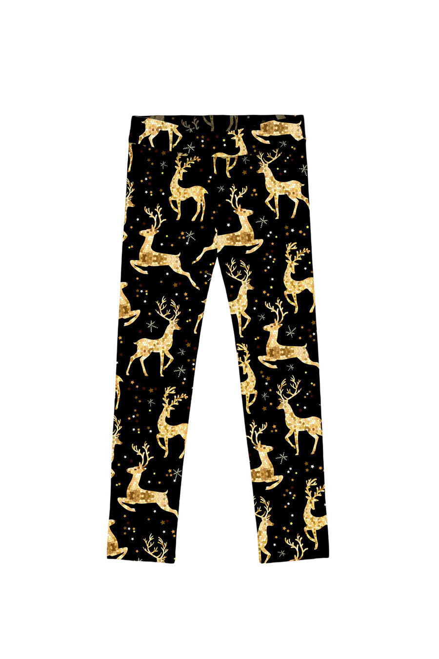 Holly Jolly Lucy Black & Gold Animal Printed Festive Leggings - Kids - Pineapple Clothing