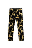 Holly Jolly Lucy Black & Gold Animal Printed Festive Leggings - Kids - Pineapple Clothing