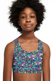 Hollywood Sparkle Stella Grey Seamless Sports Bra Crop Top - Kids - Pineapple Clothing