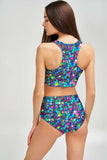 Hollywood Sparkle Carly Glitter High Neck Crop Bikini Top - Women - Pineapple Clothing