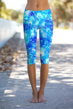 Imagination Ellie Blue Galaxy Print Performance Capri Leggings - Women - Pineapple Clothing