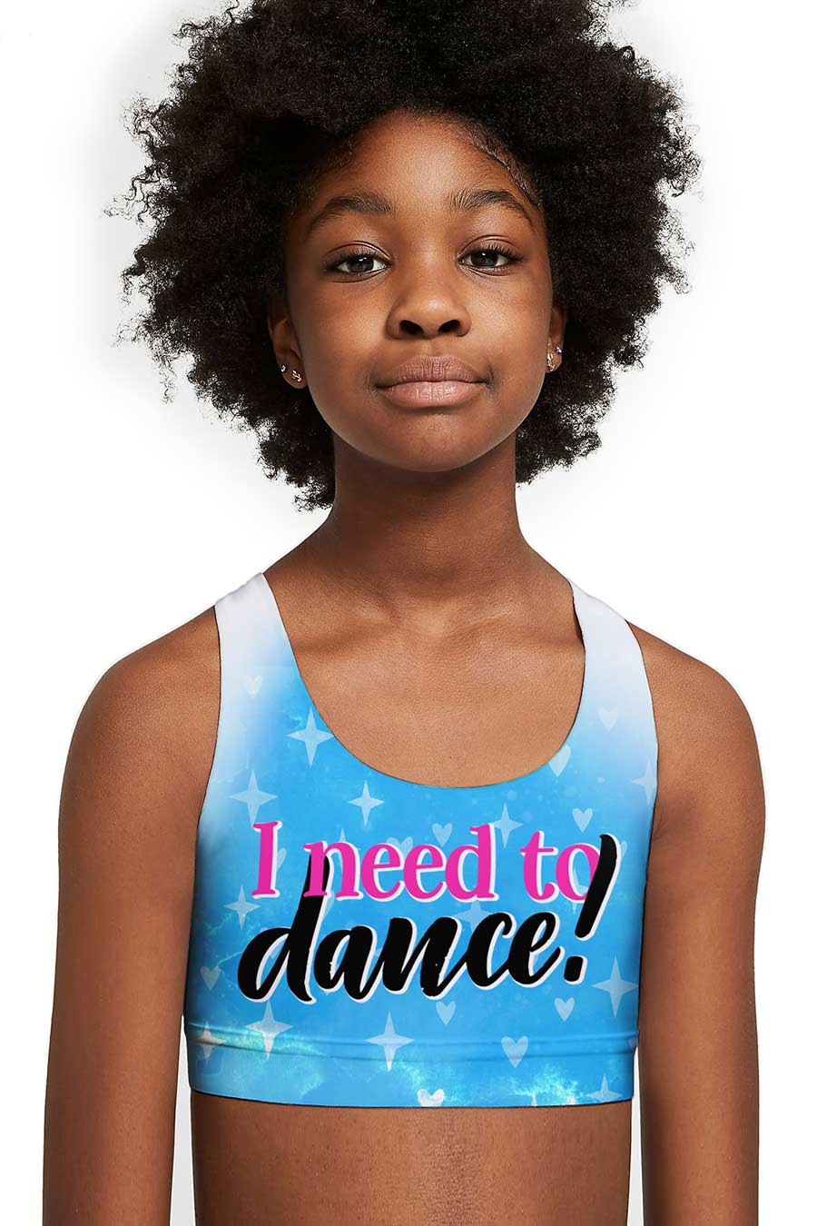 I need to Dance! Stella Blue Seamless Sports Bra Crop Top - Kids - Pineapple Clothing