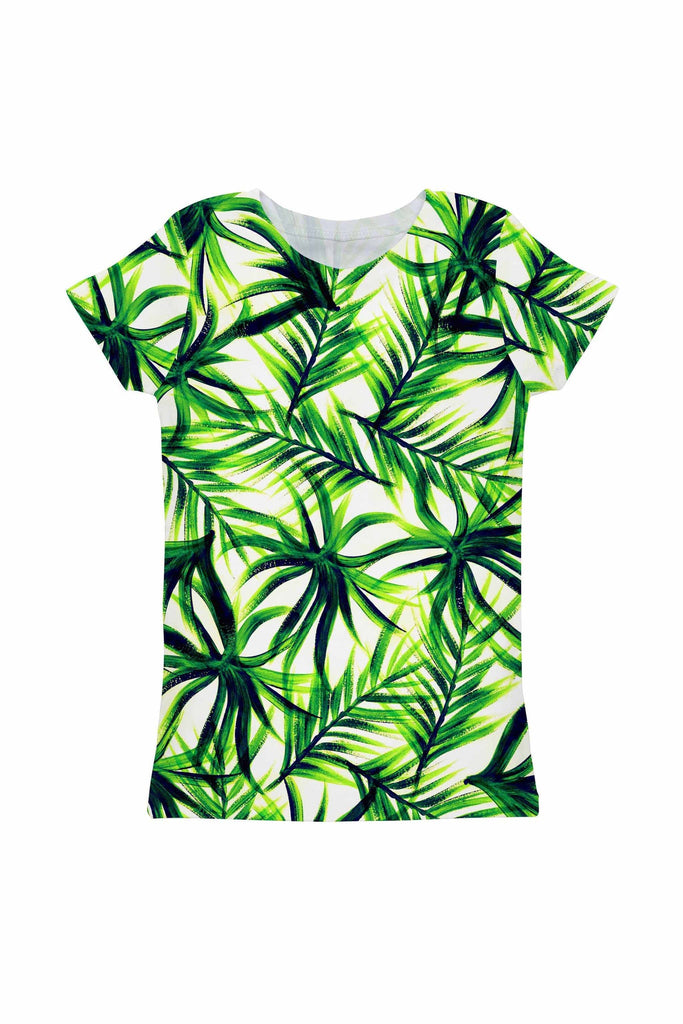 Pineapple Clothing Flower Party Zoe Green Print Cute Designer T-Shirt - Girls Green/ Flower Party / 5/6
