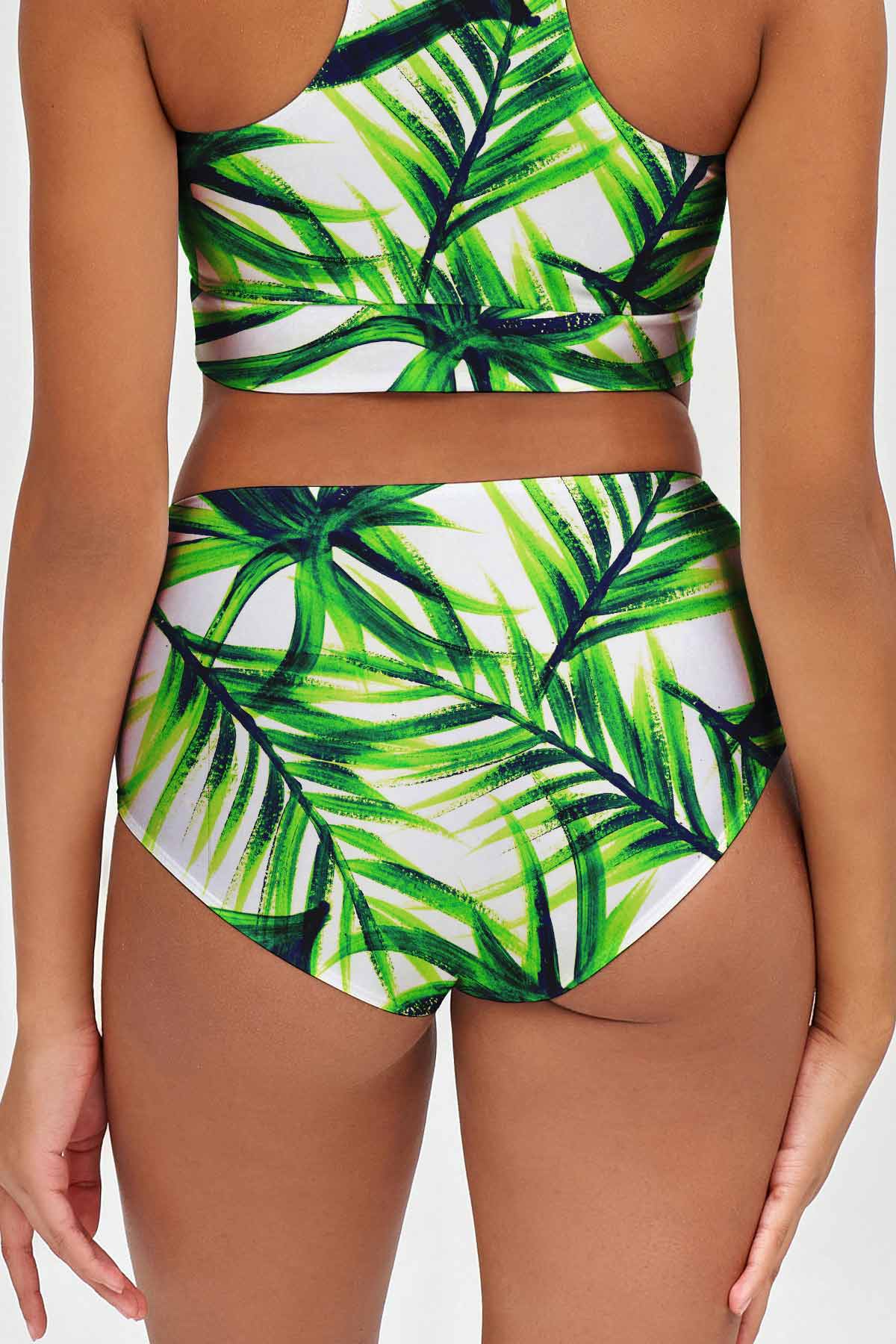 Island Life Cara Green High-Waist Hipster Bikini Bottom - Women - Pineapple Clothing