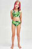 Island Life Claire Green Sporty Two Piece Swim Bikini Set - Girls - Pineapple Clothing