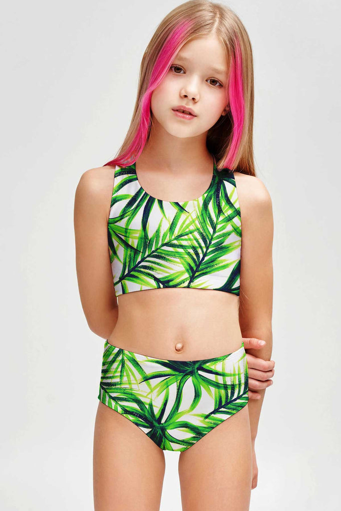 Island Life Green Tropical Two-Piece Sporty Swimsuits - Mommy