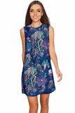 SAMPLE SALE! Jellyfish Adele Stunning Blue Sea Life Print Shift Dress - Women - Pineapple Clothing