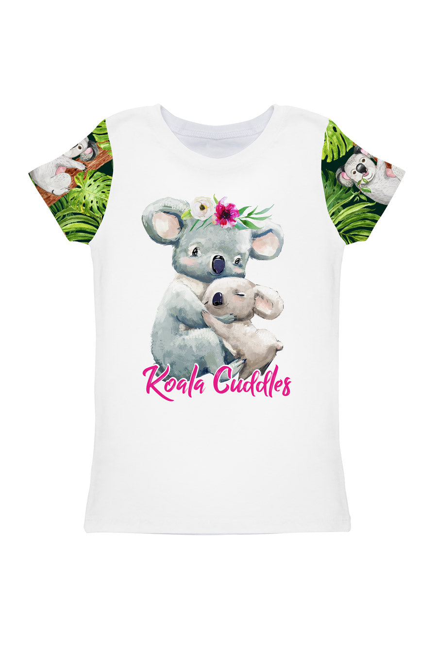 Koala Cuddles Zoe White Cute Animal Print Designer T-Shirt - Kids - Pineapple Clothing