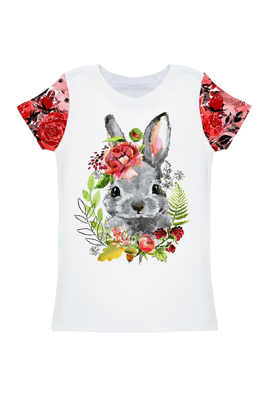 La Fleur Zoe White & Red Floral Print Cute Designer T-Shirt - Kids - Pineapple Clothing