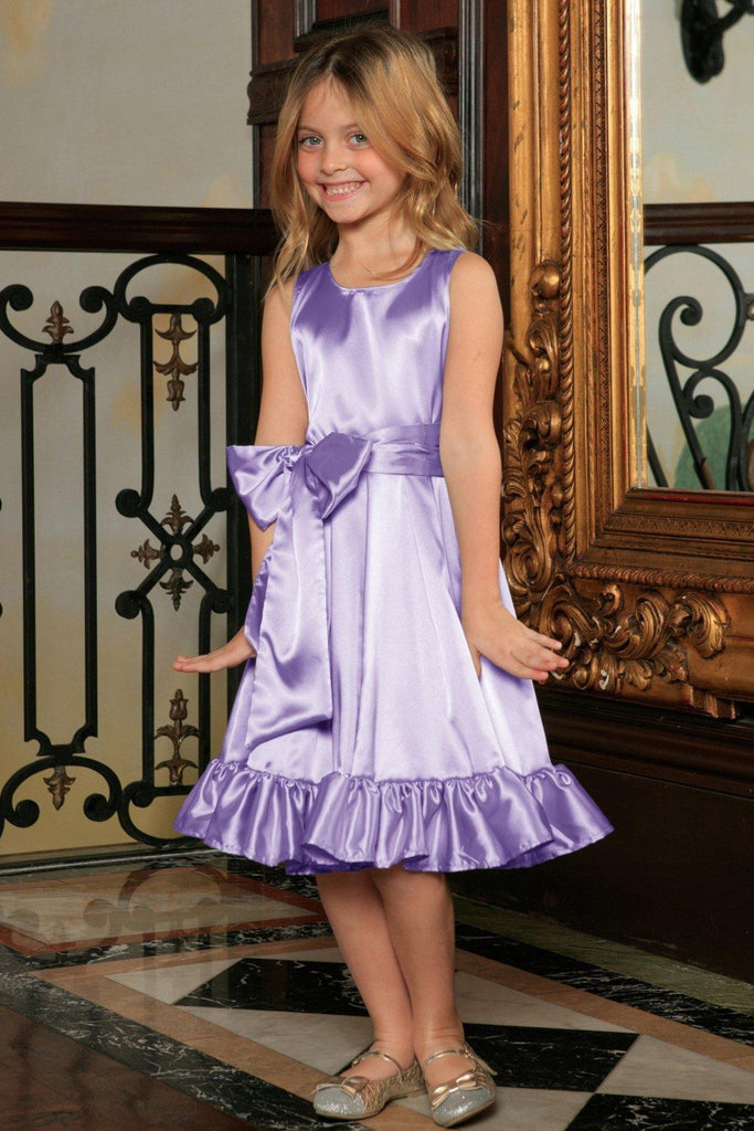 Lavender Fit & Flare Summer Party Midi Princess Dress Flower Girl ...
