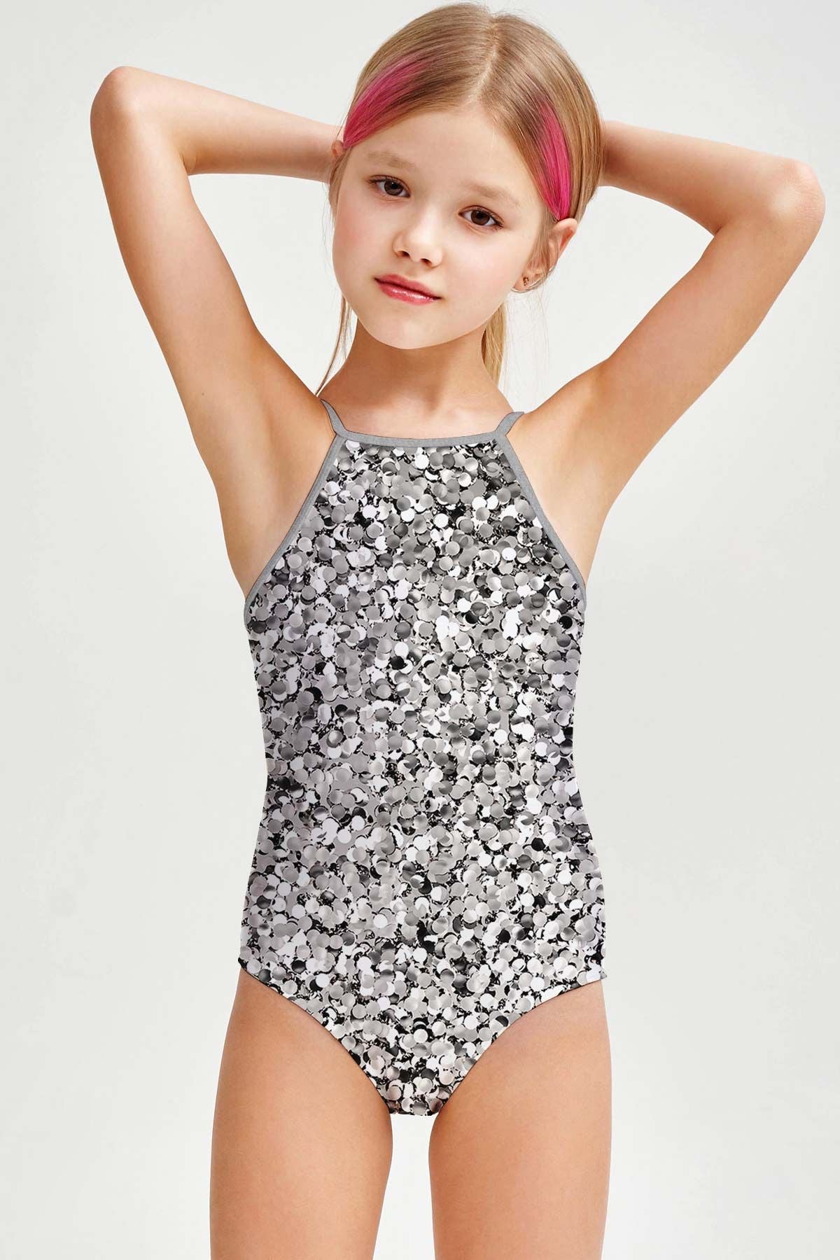 Let It Glow Becky Glitter Full Coverage One-Piece Swimsuit - Girls - Pineapple Clothing