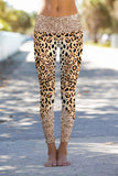 Let's Go Wild Lucy Brown Gold Animal Print Leggings Yoga Pants - Women - Pineapple Clothing