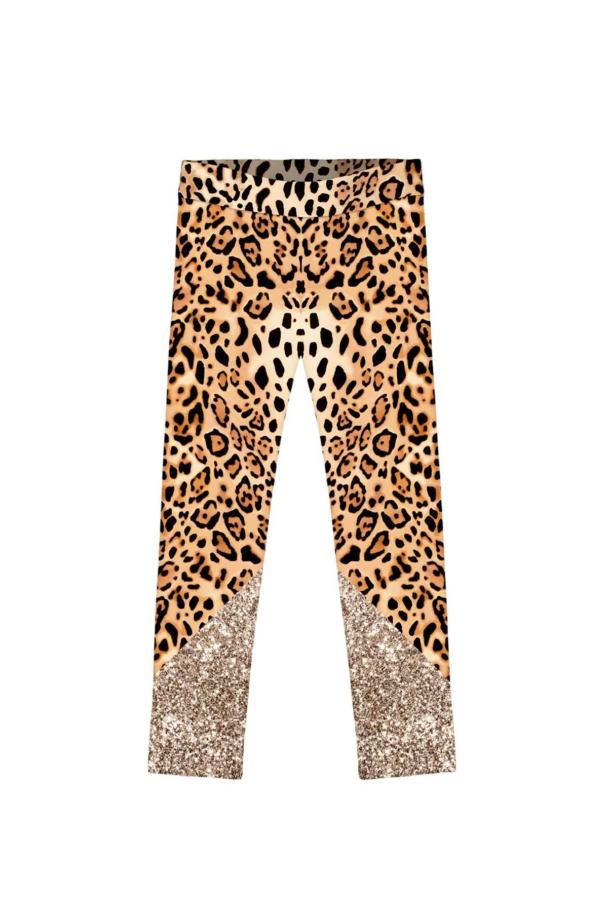 3 for $49! Let's Go Wild Lucy Brown & Gold Animal Leopard Print Leggings - Kids - Pineapple Clothing
