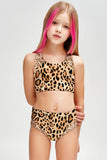 Let's Go Wild Claire Brown & Gold Leopard Print Swimwear Set - Girls - Pineapple Clothing