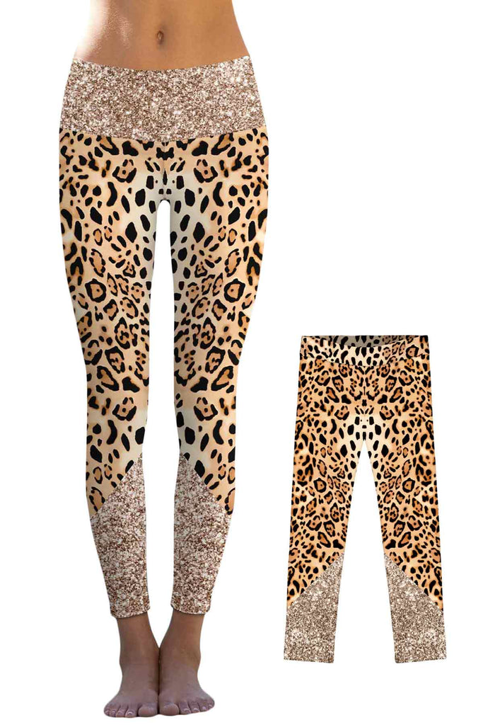 Let's Go Wild Lucy Brown Gold Animal Print Leggings Yoga Pants - Women -  Pineapple Clothing