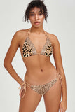 Let's Go Wild Sara Brown & Gold Strappy Triangle Bikini Top - Women - Pineapple Clothing