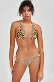 Let's Go Wild Sara Brown & Gold Strappy Triangle Bikini Top - Women - Pineapple Clothing