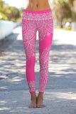 Lipstick Nirvana Lucy Pink Geometric Boho Leggings Yoga Pants - Women - Pineapple Clothing
