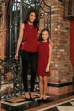 Ruby Red Floral Sleeveless Holiday Designer Mother Daughter Outfit - Pineapple Clothing